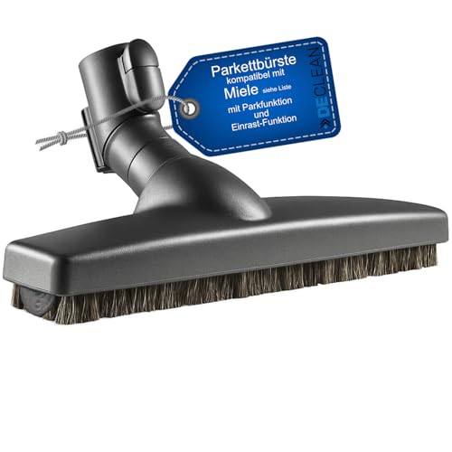 DeClean Parkettdüse Bodendüse Parketbürste kompatibel mit Miele S771 Tango Black Edition, S712, S744 Indigo, S381 Tango Plus – Staubsaugerdüse mit Einrast- und Parkvorrichtung von DeClean