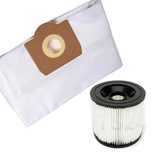 DeClean Staubsaugerbeutel Filtertüten Saugbeutel und Lammelenfilter Rundfilter Filter kompatibel mit Kärcher Modell 5 Vlies Beutel + 1 Filter WD 3300 u.M, WD 3800 u.M, WD 3.300,Wd 3.800 von DeClean
