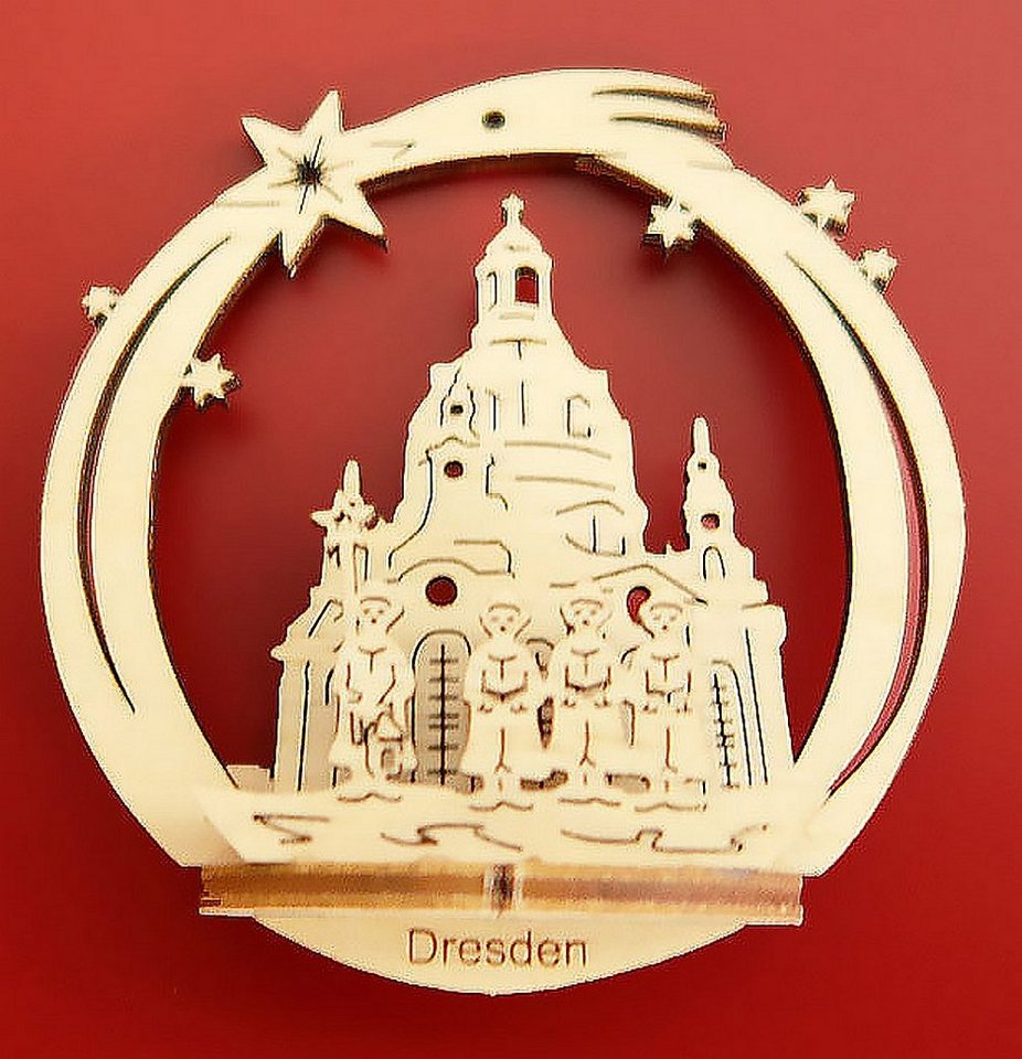 DeColibri Christbaumschmuck Weihnachtsbaumschmuck Holz Dresdner Frauenkirche 3D Optik, Erzgebirge Weihnachten Handwerkskunst von DeColibri