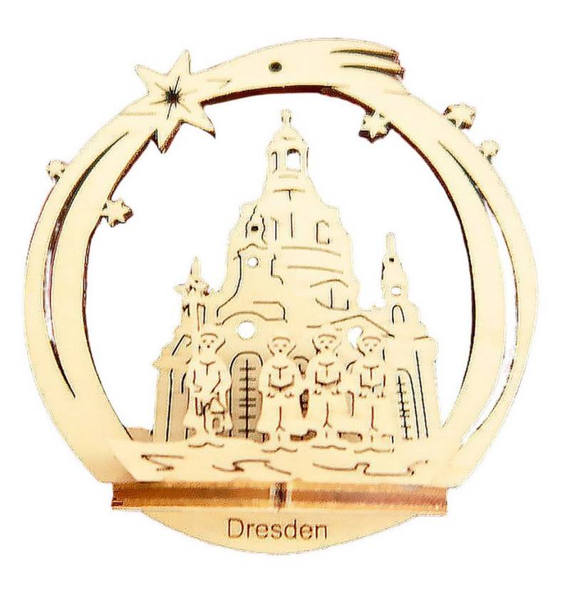 DeColibri Christbaumschmuck Weihnachtsbaumschmuck Holz Dresdner Frauenkirche 3D Optik, Erzgebirge Handwerkskunst von DeColibri