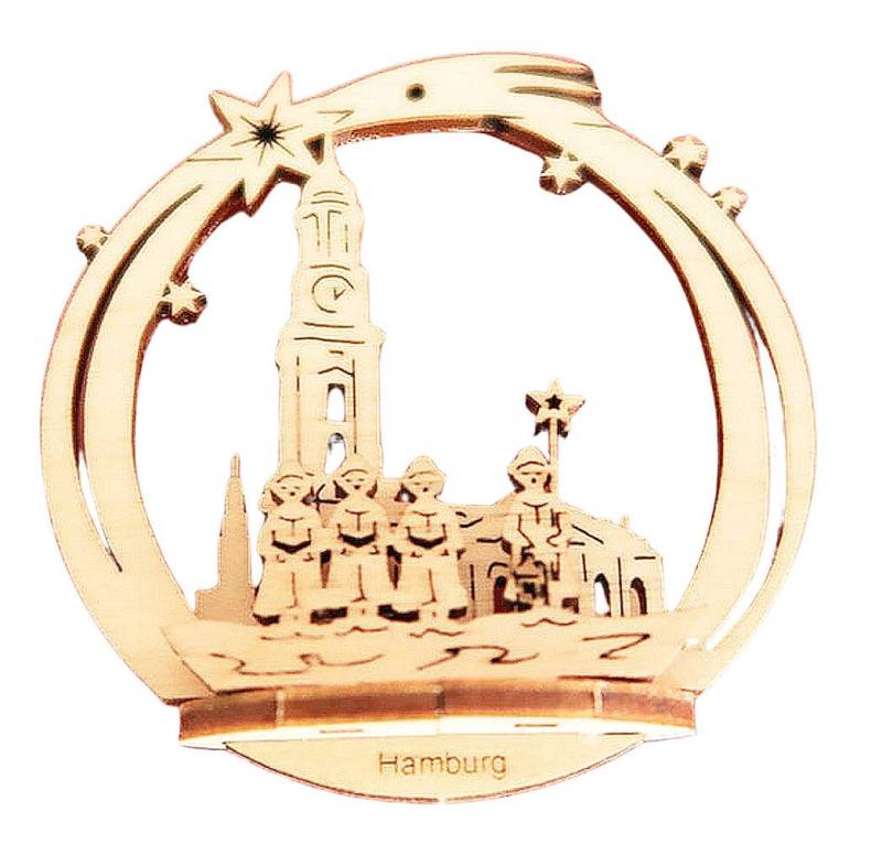 DeColibri Christbaumschmuck Weihnachtsbaumschmuck Holz Hamburg Michaelis Kirche 3D Optik, Erzgebirge Handwerkskunst von DeColibri
