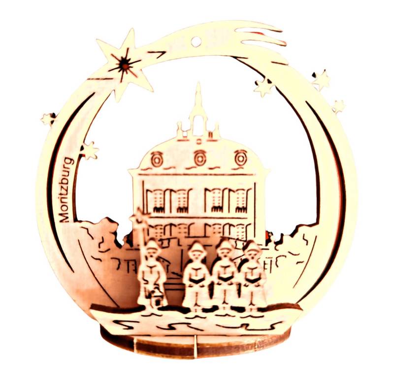 DeColibri Christbaumschmuck Weihnachtsbaumschmuck Holz Moritzburg Fasanenschlösschen 3D Optik, Erzgebirge Handwerkskunst von DeColibri