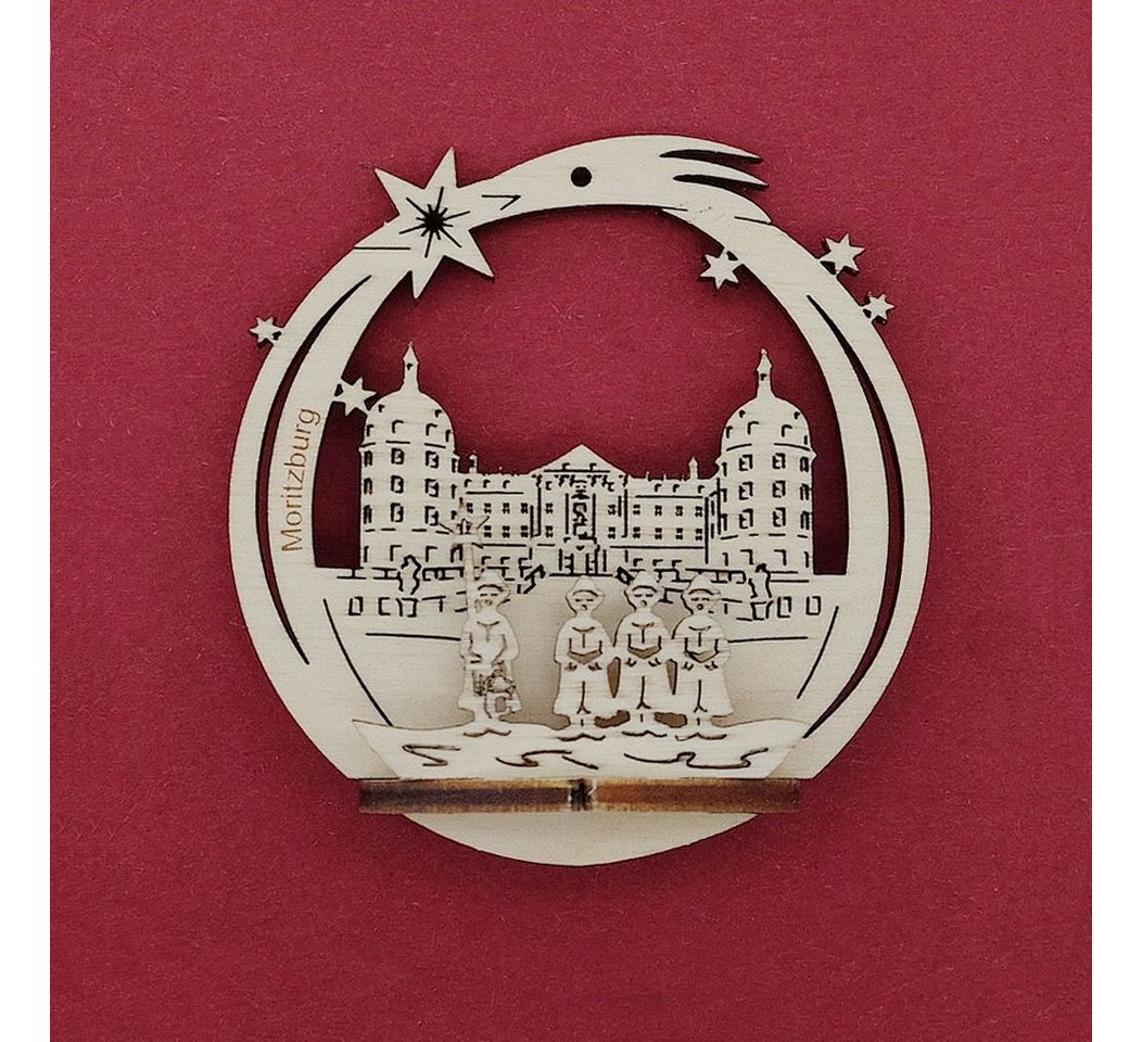 DeColibri Christbaumschmuck Weihnachtsbaumschmuck Holz Schloss Moritzburg 3D Optik, Erzgebirge Weihnachten Handwerkskunst von DeColibri