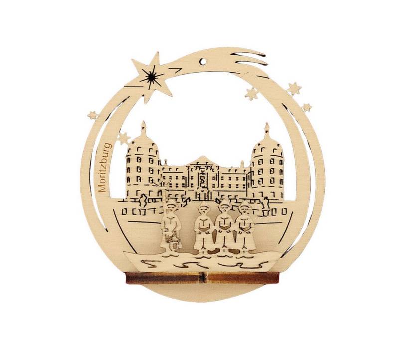 DeColibri Christbaumschmuck Weihnachtsbaumschmuck Holz Schloss Moritzburg 3D Optik, Erzgebirge Handwerkskunst von DeColibri