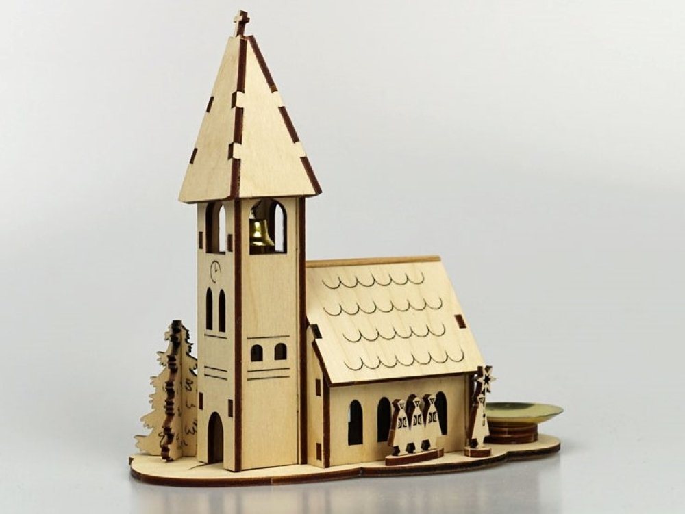DeColibri Kreativset Bastelset Basteln Weihnachten Holz Kirche, (Bastelset zum Bemalen und Gestalten), Made in Germany von DeColibri