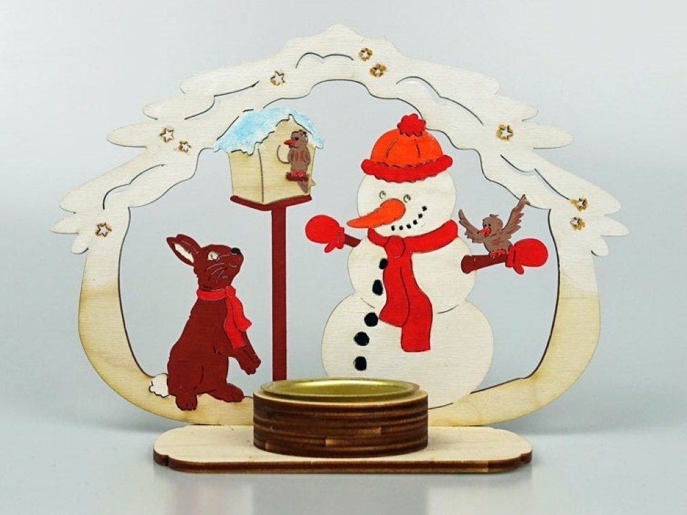 DeColibri Kreativset Bastelset Basteln Weihnachten Holz Schneemann Hase, (Bastelset zum Bemalen und Gestalten), Made in Germany von DeColibri