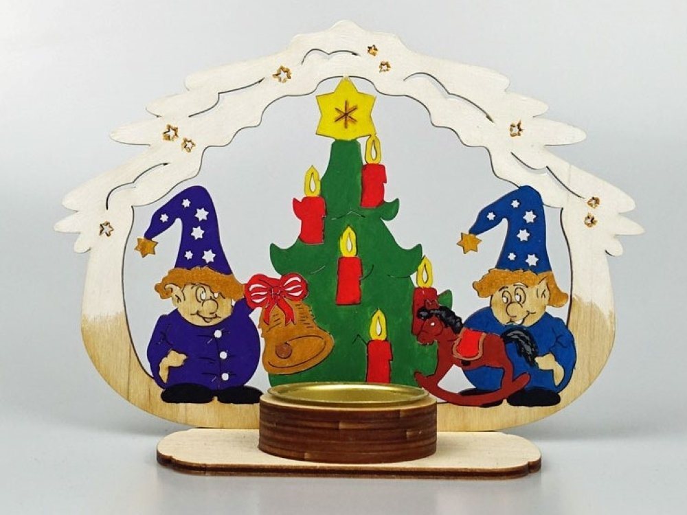 DeColibri Kreativset Bastelset Basteln Weihnachten Holz Wichtel Baum, (Bastelset zum Bemalen und Gestalten), Made in Germany von DeColibri