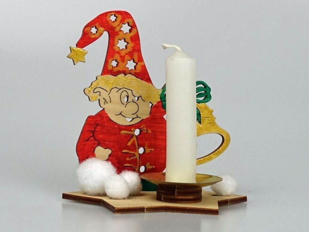 DeColibri Kreativset Bastelset Basteln Weihnachten Holz Wichtel Glocke, (Bastelset zum Bemalen und Gestalten), Made in Germany von DeColibri