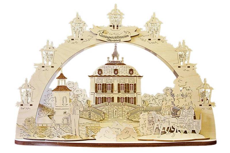 DeColibri LED Schwibbogen 3D LED Schwibbogen Dresden Moritzburg Fasanenschlösschen, Holzkunst aus Sachsen von DeColibri