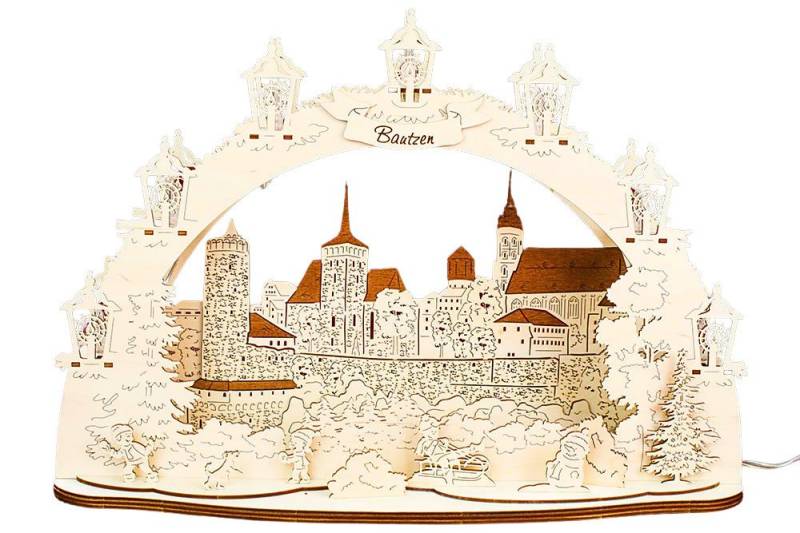 DeColibri LED Schwibbogen LED Schwibbogen Bautzen Stadtansicht 3D Optik, Erzgebirge Weihnachten Handwerkskunst von DeColibri
