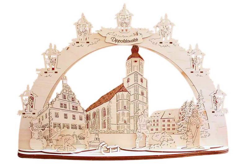 DeColibri LED Schwibbogen LED Schwibbogen Dippoldiswalde Stadtansicht 3D Optik, Erzgebirge Weihnachten Handwerkskunst von DeColibri