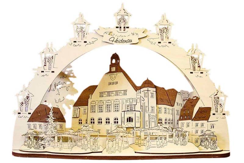 DeColibri LED Schwibbogen LED Schwibbogen Dresden Heidenau Rathaus 3D Optik, Erzgebirge Weihnachten Handwerkskunst von DeColibri