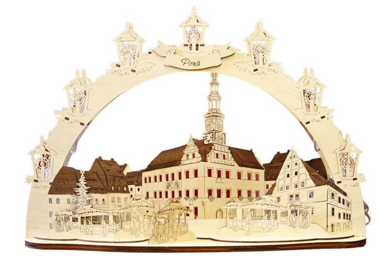 DeColibri LED Schwibbogen LED Schwibbogen Dresden Pirna Rathaus 3D Optik, Erzgebirge Weihnachten Handwerkskunst von DeColibri
