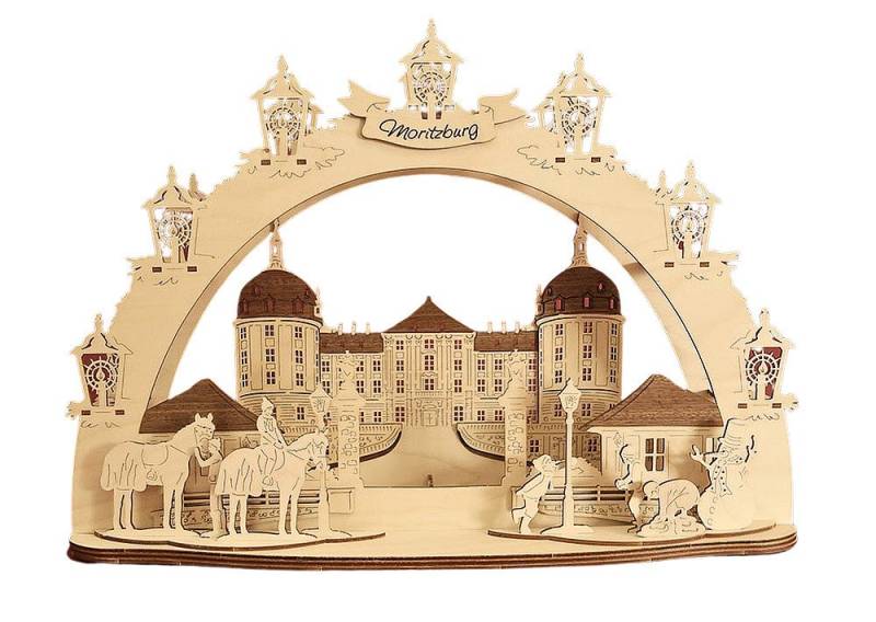 DeColibri LED Schwibbogen LED Schwibbogen Dresden Schloss Moritzburg 3D Optik, Erzgebirge Weihnachten Handwerkskunst von DeColibri