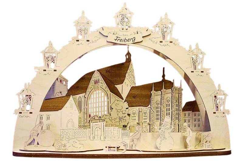 DeColibri LED Schwibbogen LED Schwibbogen Freiberg Dom 3D Optik, Erzgebirge Weihnachten Handwerkskunst von DeColibri