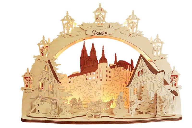 DeColibri LED Schwibbogen LED Schwibbogen Meißen Albrechtsburg 3D Optik, Erzgebirge Weihnachten Handwerkskunst von DeColibri
