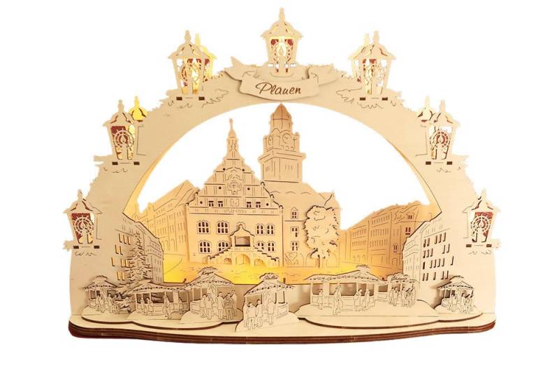 DeColibri LED Schwibbogen LED Schwibbogen Plauen Vogtland Rathaus 3D Optik, Erzgebirge Weihnachten Handwerkskunst von DeColibri