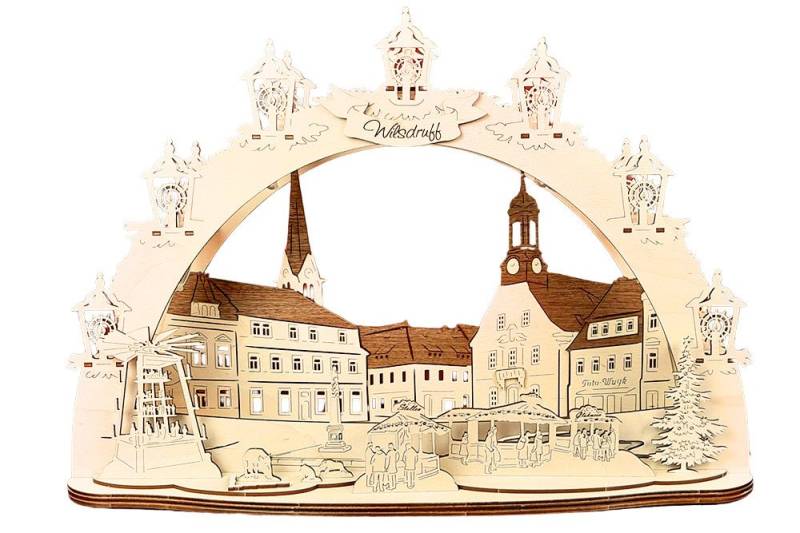 DeColibri LED Schwibbogen LED Schwibbogen Wilsdruff Markt 3D Optik, Erzgebirge Weihnachten Handwerkskunst von DeColibri