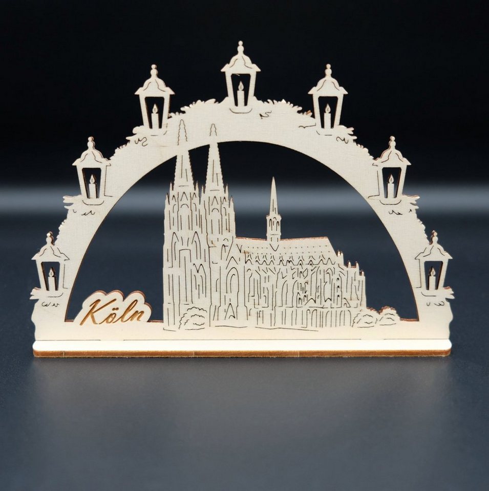 DeColibri Schwibbogen Midi Schwibbogen Kölner Dom, 15 cm lang, Erzgebirge Weihnachten Handwerkskunst von DeColibri