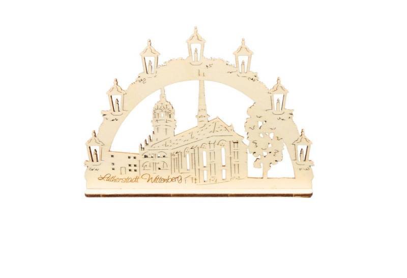 DeColibri Schwibbogen Midi Schwibbogen Wittenberg Schlosskirche, 15 cm lang, Erzgebirge Weihnachten Handwerkskunst von DeColibri