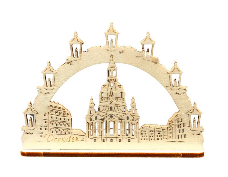 DeColibri Schwibbogen Midi Schwibbogen Dresdner Frauenkirche, 15 cm lang, Erzgebirge Handwerkskunst von DeColibri