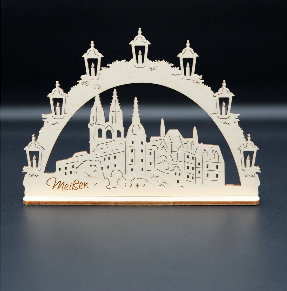 DeColibri Schwibbogen Mini Schwibbogen Meissen Burg, 9 cm lang, Erzgebirge Weihnachten Handwerkskunst von DeColibri