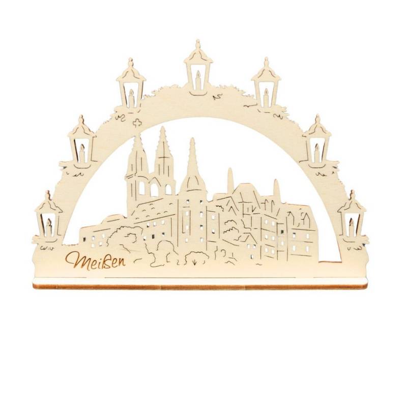 DeColibri Schwibbogen Mini Schwibbogen Meissen Burg, 9 cm lang, Erzgebirge Weihnachten Handwerkskunst von DeColibri