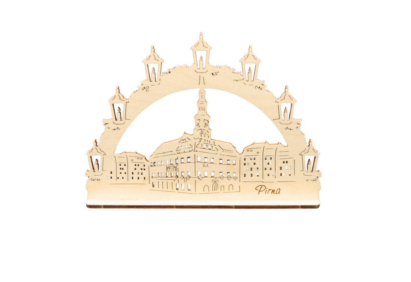 DeColibri Schwibbogen Mini Schwibbogen Pirna Schloss, 9 cm lang, Erzgebirge Weihnachten Handwerkskunst von DeColibri