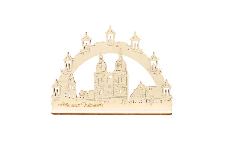 DeColibri Schwibbogen Mini Schwibbogen Wittenberg Stadtkirche, 9 cm lang, Erzgebirge Weihnachten Handwerkskunst von DeColibri