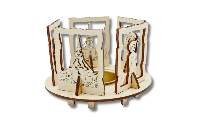 DeColibri Teelichthalter Teelichthalter Seiffen Kirche Bastelset Stimmungslicht (Packung), Ost - Erzgebirge Weihnachten Handwerkskunst von DeColibri