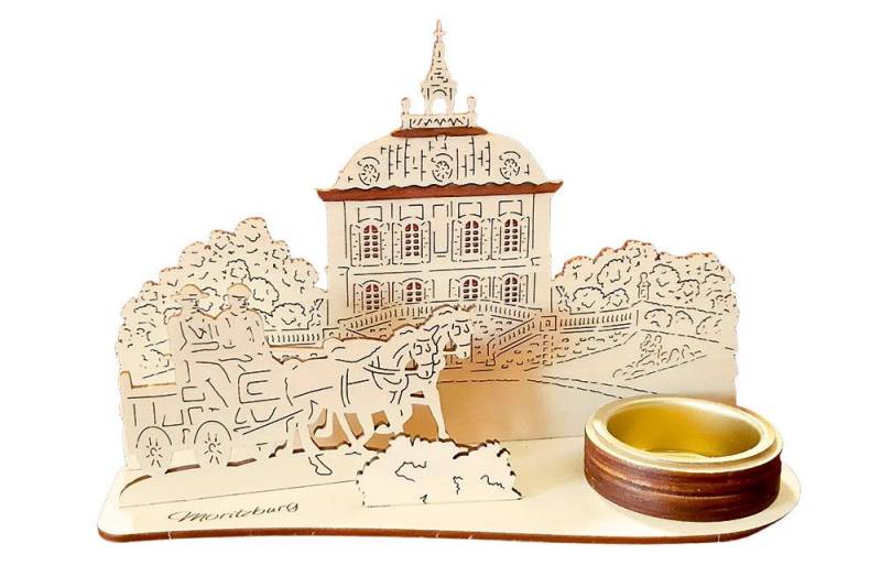 DeColibri Teelichthalter Teelichthalter Dresden Moritzburg Fasanenschlösschen Schwibbogen (Packung), Holzkunst aus Sachsen von DeColibri