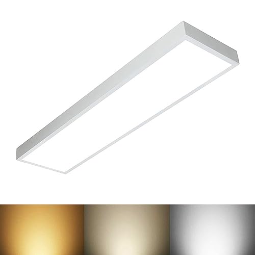 DEFACTO LED Panel Deckenleuchte Dimmbar 120x30 cm, 40W Tageslicht LED Deckenlampe, Aufputz Warm/Natur/Kaltweiß 3000K-6400K 3200LM (Neutralweiß/4200K) von DEFACTO