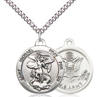 Saint Michael United States Army Medal Mit 24-Zoll-Silber-Panzerkette von DeGrandpreJewelers
