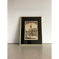 Kunstwerk - Boot Im Kanal Signiert Wunderschön Gerahmt Auf Papier von DeGroteVerzamelaar