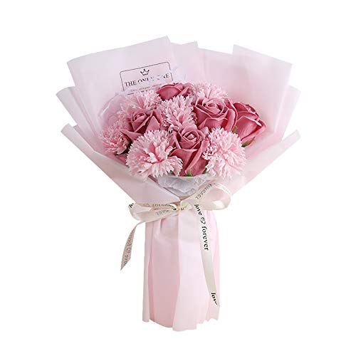 Nelken Seifenblumenstrauß Rose Blume für Mutter Geschenke Neue Muttertagsgeschenk für Damen Künstliche Konservierte Blume Für Immer Zuhause Dekorativ von DeHolifer