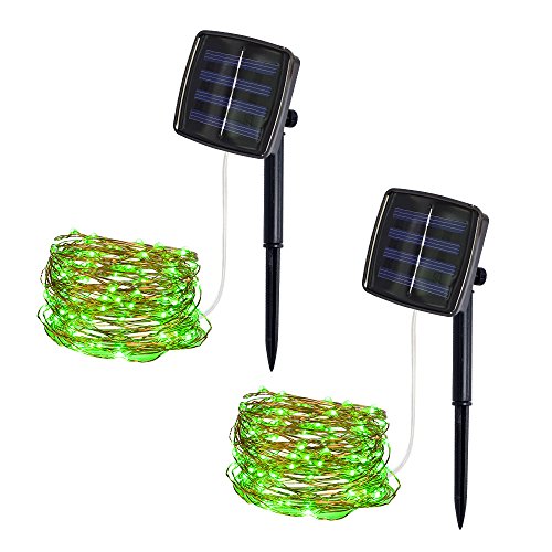 Solar Lichterkette, 100 LED-Leuchten im Freien Solarbetriebene Kupferdraht Lichterkette Fairy Party Dekorative Lightsfor Haustür, Hof, Garage, Terrasse, Garten, Rasen, Deck (10M) von DeHolifer