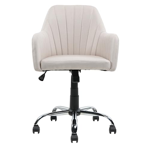 DeHong Bürostuhl Freizeit Drehstuhl Sitzhöhenverstellung mit Wippenfunktion Home-Office-Stuhl höhenverstellbarer Schreibtischstuhl ergonomisch 360° schwenkbaren Beige 60 x 60x 85-95.5 cm von DeHong