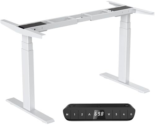 DeHong Höhenverstellbarer Schreibtisch Gestell mit 2 Motoren,Tischgestell Höhenverstellbar 3-Stufige Sowie Auch, Memory-Steuerung und Softstart/-Stop-Funktion, USB Typ-A/Typ-C (Weiß) von DeHong