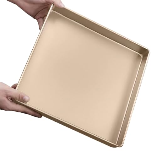 DeJivsin 11 Zoll Backblech(gold), 28x28x3.6cm, Kuchenblech für Backofen, Ofenbleche für Backofen, Rostfreier Stahl Antihaftbeschichtung, Backblech für Brot Pizzablech Backwerkzeuge von DeJivsin