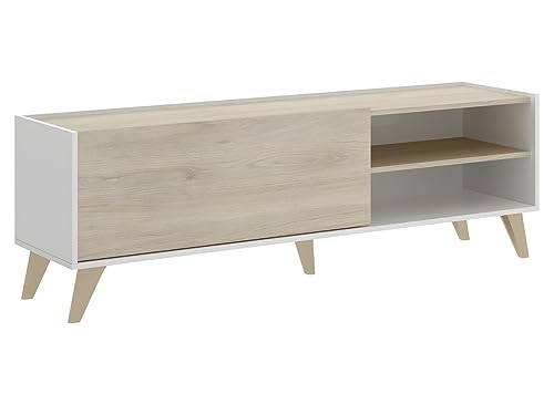 DeKit Ness TV-Modul niedrig, Spanplatten, Weiß/Natürlich, glänzend. von DEKIT GRUPO RIMOBEL