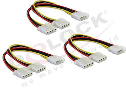 3x Delock Y- Kabel Stromversorgung > 2x 4pin Molex Verteiler von DeLOCK