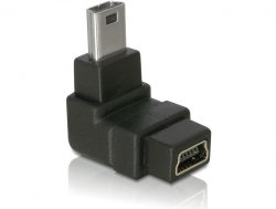 Adapter, USB B mini 5pin Stecker an Buchse 90° nach oben gewinkelt, Delock® [65097] von DeLOCK