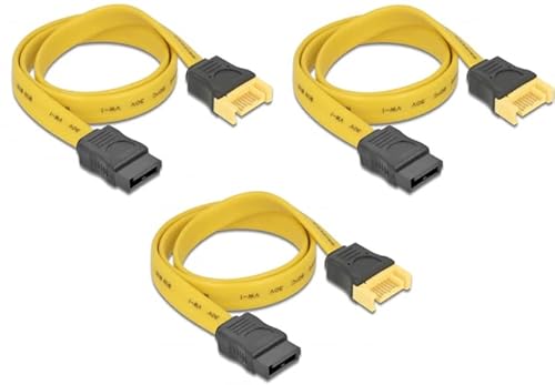 DELOCK Kabel SATA 6Gb/s 50cm gelb Verlaengerung St/Bu (3, 50cm) von DeLOCK