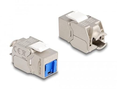 DeLOCK Keystone RJ45 Buchse auf LSA Cat.6A ohne Werkzeug mit Staubschutzabdeckung Blau Marke von DeLOCK