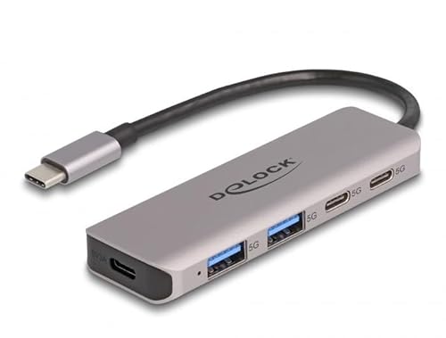 DeLOCK USB-Hub, 5 Gbit/s, 2 USB-C-Steckdosen und 2 Typ-A-Buchsen mit USB Type-C™ Anschluss von DeLOCK