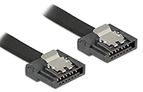 DeLock 2X Kabel SATA III Flexi 6 Gb/s 50 cm [ schwarz ] mit Metallclips HQ extrem flach und flexibel von DeLOCK