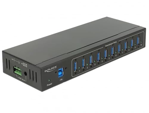 DeLock External Industry Hub 10 x USB 3.0 Type-A with 20 KV ESD Protection - Hub - 10 x SuperSpeed USB 3.0 - an DIN-Schiene montierbar, wandmontierbar - Gleichstrom, Schwarz DeLock External Industry Hub 10 x USB 3.0 Type-A with 20 KV ESD Protection - Hub - 10 x SuperSpeed USB 3.0 - an DIN-Schiene montierbar, wandmontierbar - Gleichstrom, Schwarz von DeLOCK