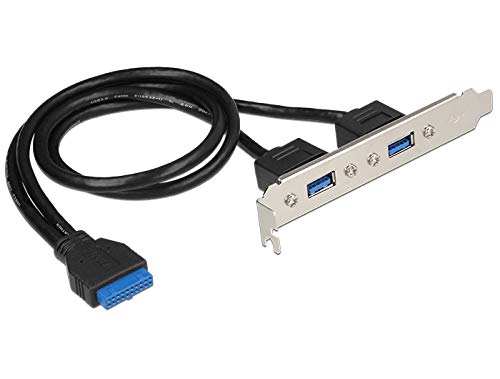 DeLock Slotblech 1 x 19 Pin USB 3.0 Pfostenbuchse intern an 2 x USB 3.0 Typ-A Buchse extern, [84836] von DeLOCK