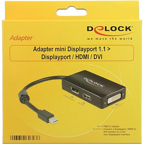 Delock 62623 Adapterkabel mini DisplayPort 1.1 Stecker > 1 x DisplayPort + 1 x HDMI + 1 x DVI 24+1 schwarz von DeLOCK