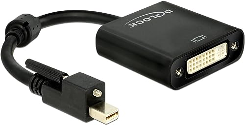 Delock Adapterkabel Mini Displayport 1.2 Stecker mit Schraube > DVI 24+5 Buchse 25 cm Schwarz Aktiv von DeLOCK